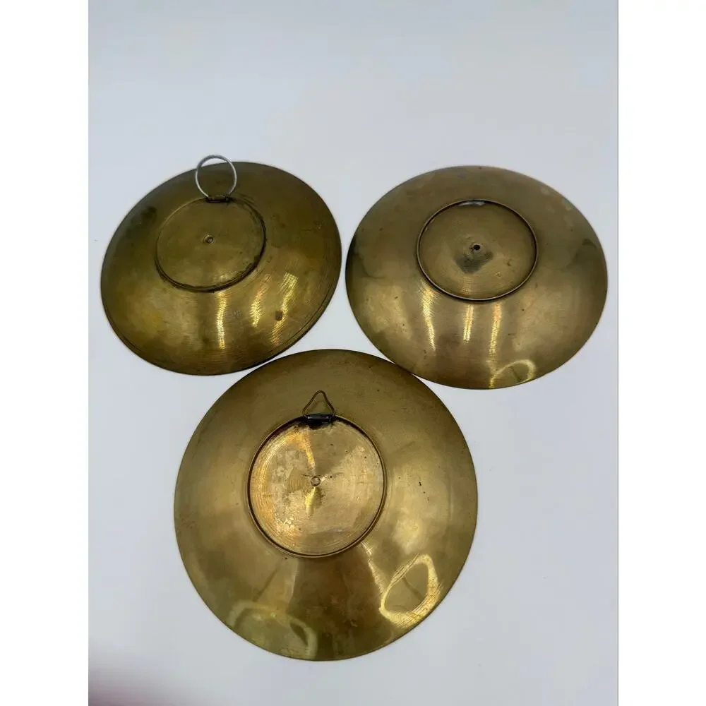1960's Enamel and Brass Indian Decorative Plates